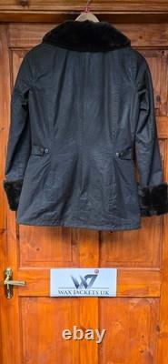 Barbour Ratio Range Rover Dark Brown Size 8 Ladies Fur Suede Trim Rare Jacket