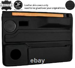 Black Stitch 2x Front Door Cards Real Leather Covers Fits Range Rover Classic