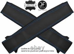 Blue Stitch 2x Lower B Pillar Real Leather Covers Fits Range Rover Classic