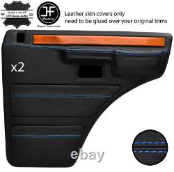 Blue Stitch 2x Rear Door Cards Real Leather Covers Fits Range Rover Classic