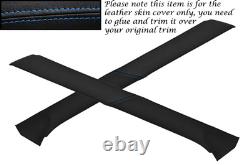 Blue Stitching Fits Range Rover Classic 2x Windscreen Pillar Leather Covers Only