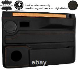 Brown Stitch 2x Front Door Cards Real Leather Covers Fits Range Rover Classic