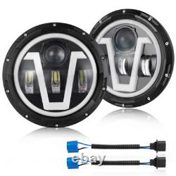 For 1970-1995 Land Rover Range Rover Classic DOT 7 Round Black LED Headlights