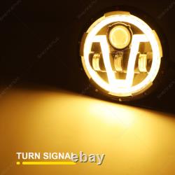 For 1970-1995 Land Rover Range Rover Classic DOT 7 Round Black LED Headlights
