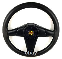 Genuine Momo D36, Off Road black leather 360mm steering wheel. Classic retro 7B