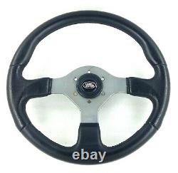 Genuine Momo Fighter 350mm black leather steering wheel. Land Rover centre. 7A