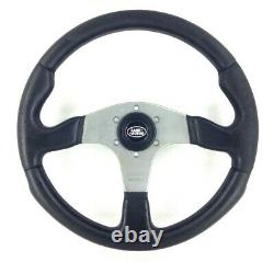 Genuine Momo Race 350mm black leather steering wheel. Land Rover centre. 14A