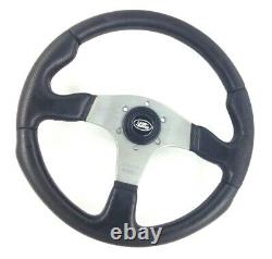 Genuine Momo Race 350mm black leather steering wheel. Land Rover centre. 14A