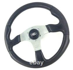 Genuine Momo Race 350mm black leather steering wheel. Land Rover centre. 14A