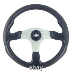 Genuine Momo Race 350mm black leather steering wheel. Land Rover centre. 14A