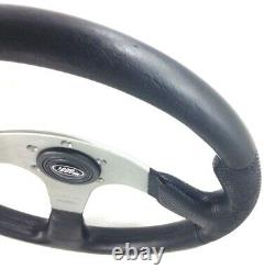 Genuine Momo Race 350mm black leather steering wheel. Land Rover centre. 14A