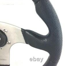 Genuine Momo Race 350mm black leather steering wheel. Land Rover centre. 14A