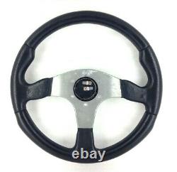 Genuine Momo Race 350mm black leather steering wheel. Land Rover centre. 14A