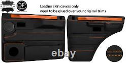 Orange Stitch 2x Front & 2x Rear Door Card Leather Cover For Range Rover Classic