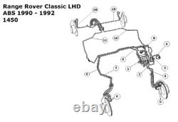 Range Rover Classic LHD 1990 to 1992 + ABS Brake Pipe line Set Cupro Nickel 1450