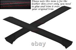 Red Stitching Fits Range Rover Classic 2x Windscreen Pillar Leather Covers Only