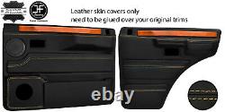 Tan Stitch 2x Front & 2x Rear Door Card Leather Cover For Range Rover Classic