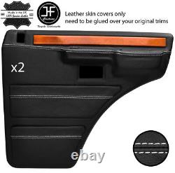 White Stitch 2x Rear Door Cards Real Leather Covers Fits Range Rover Classic