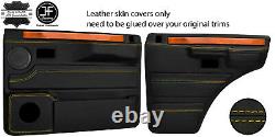 Yellow Stitch 2x Front & 2x Rear Door Card Leather Cover For Range Rover Classic