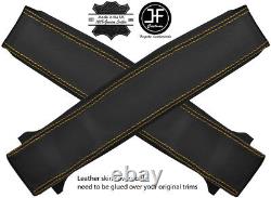 Yellow Stitch 2x Lower B Pillar Real Leather Covers Fits Range Rover Classic