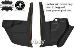Yellow Stitch 2x Real Leather Toe Box Trim Covers Fits Range Rover Classic
